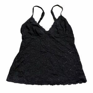 90s European Vintage Floral Lace Cami Top (Black) Size Small/Medium